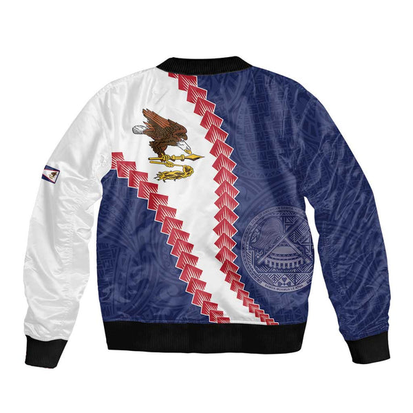 American Samoa Eagle Sleeve Zip Bomber Jacket Polynesian Tribal Pattern ...