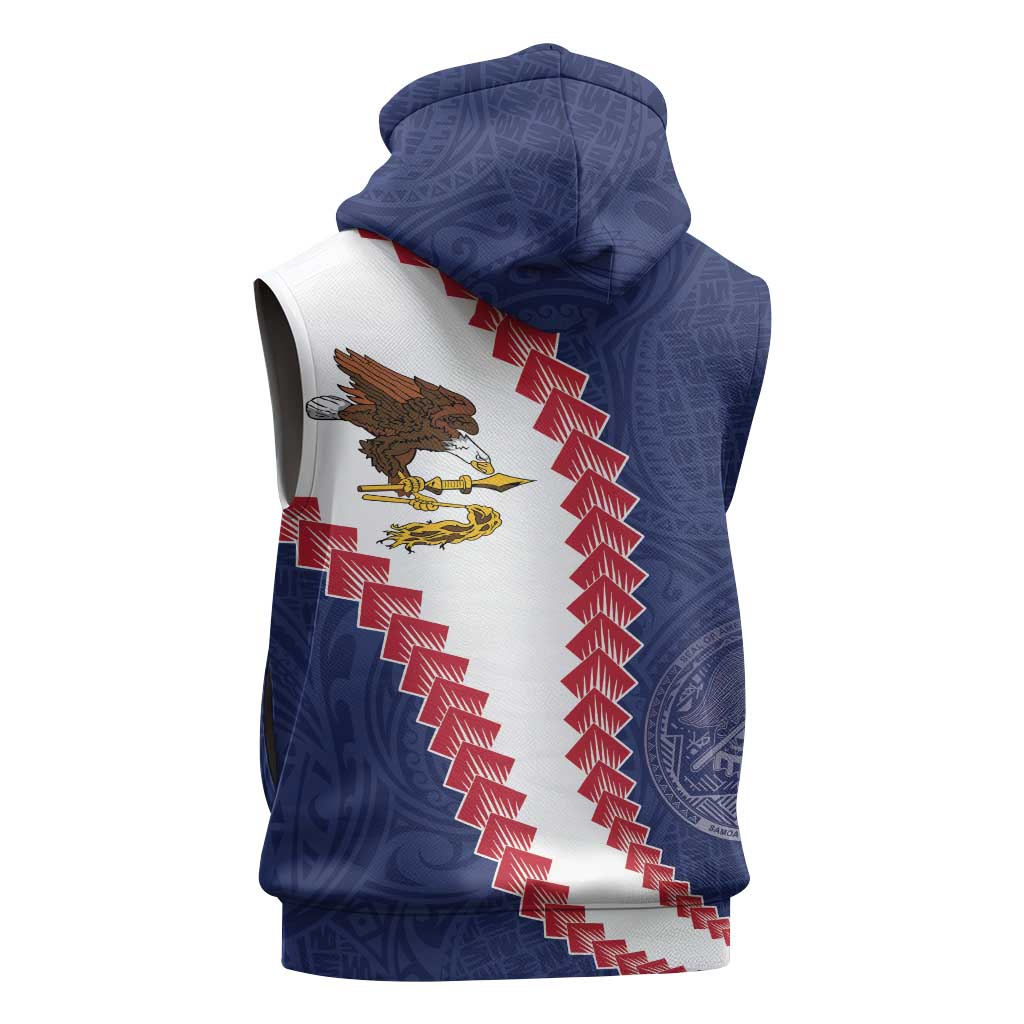 American Samoa Eagle Sleeveless Hoodie Polynesian Tribal Pattern Curve Style
