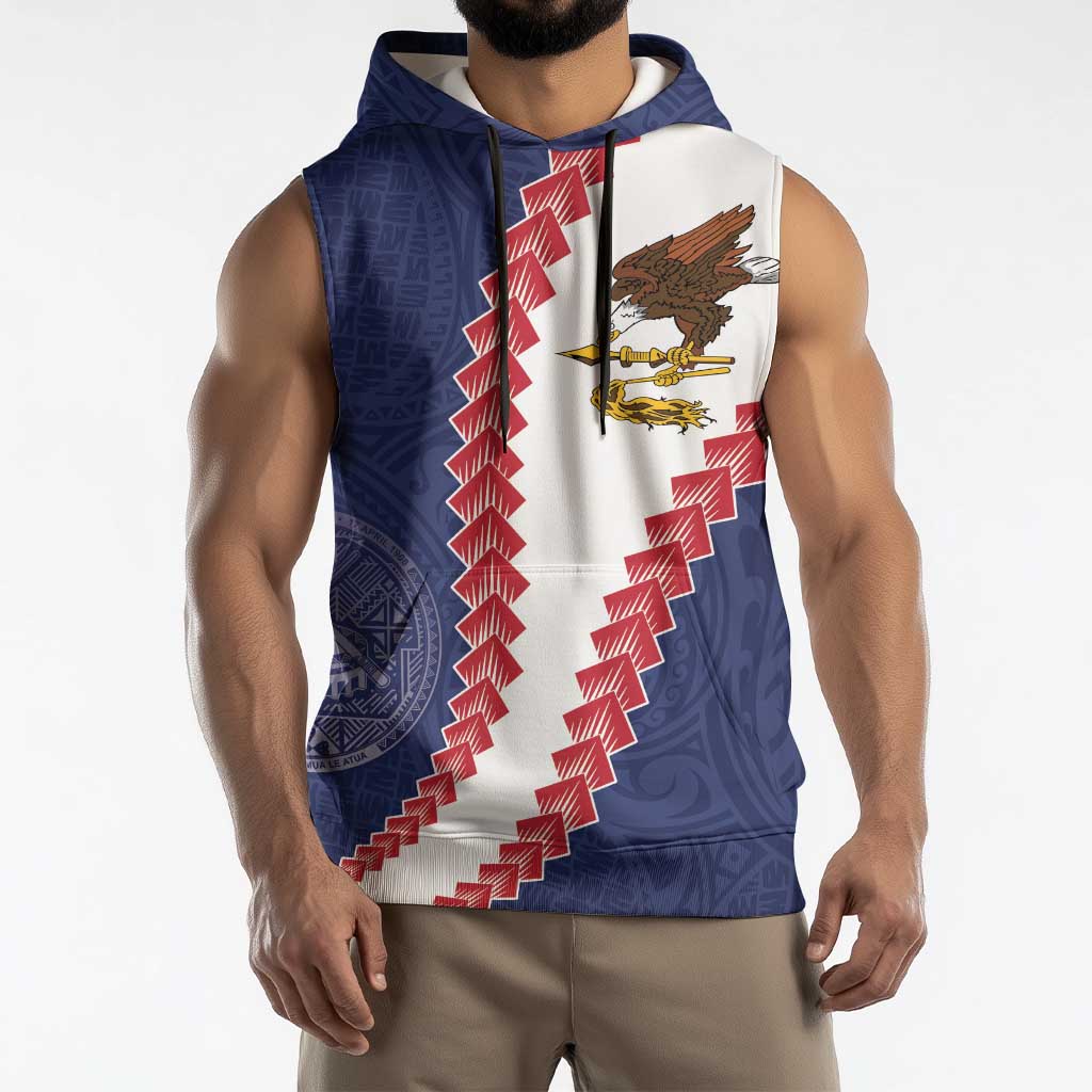 American Samoa Eagle Sleeveless Hoodie Polynesian Tribal Pattern Curve Style