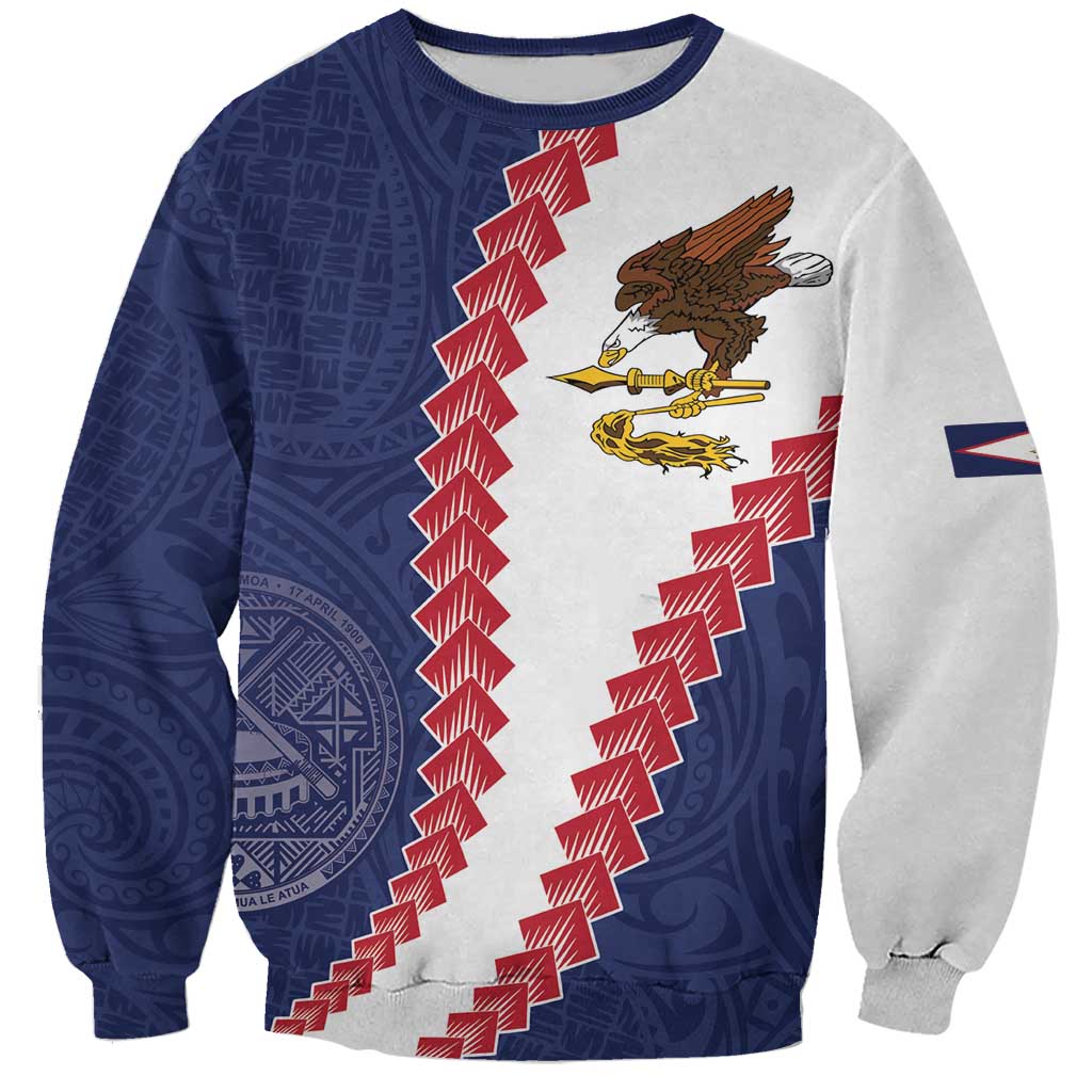 American Samoa Eagle Sweatshirt Polynesian Tribal Pattern Curve Style LT05 Unisex Blue - Polynesian Pride