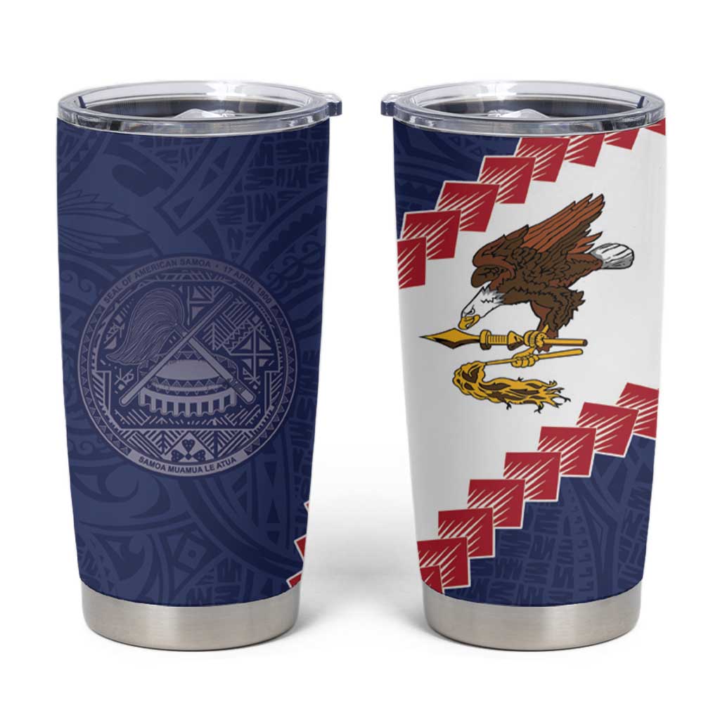 American Samoa Eagle Tumbler Cup Polynesian Tribal Pattern Curve Style LT05 Blue - Polynesian Pride