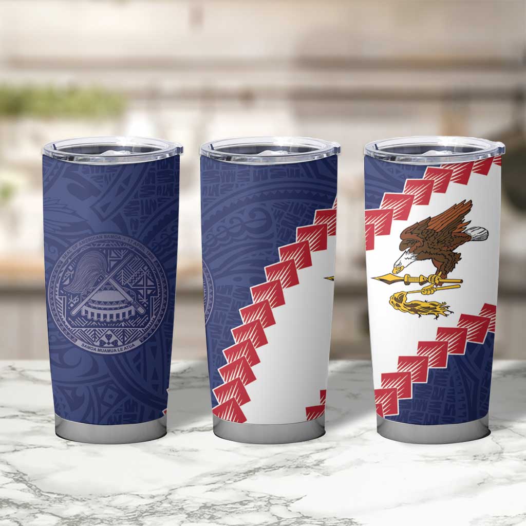 American Samoa Eagle Tumbler Cup Polynesian Tribal Pattern Curve Style LT05 - Polynesian Pride