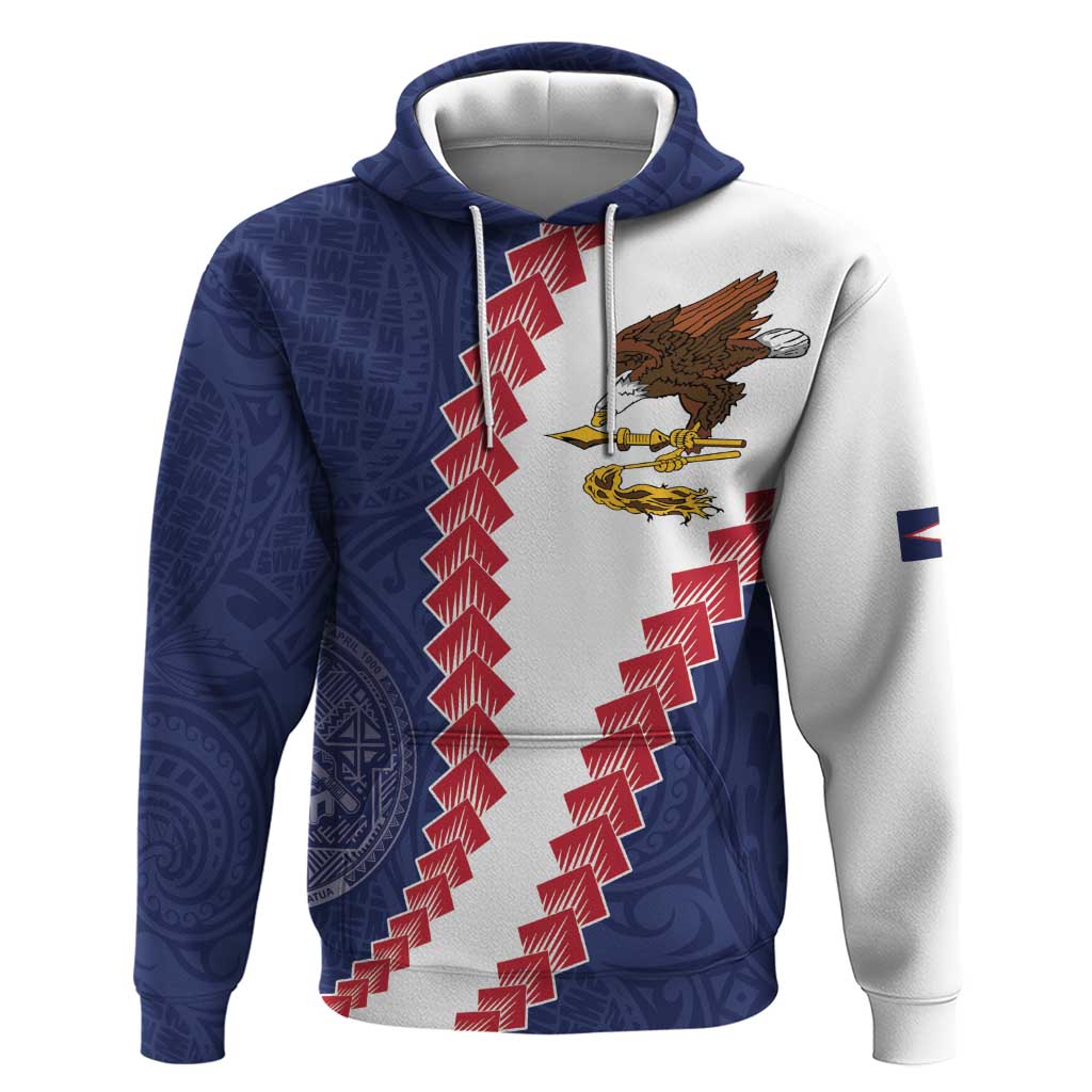 American Samoa Eagle Zip Hoodie Polynesian Tribal Pattern Curve Style LT05 Pullover Hoodie Blue - Polynesian Pride