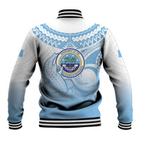 Micronesia Constitution Day Baseball Jacket Polynesian Tribal Tattoo Simple Style