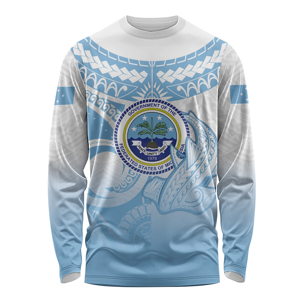 Micronesia Constitution Day Long Sleeve Shirt Polynesian Tribal Tattoo Simple Style