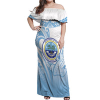 Micronesia Constitution Day Off Shoulder Maxi Dress Polynesian Tribal Tattoo Simple Style