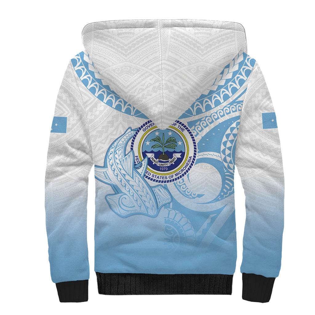 Micronesia Constitution Day Sherpa Hoodie Polynesian Tribal Tattoo Simple Style
