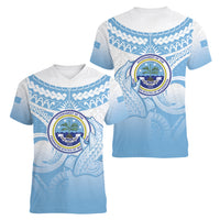Micronesia Constitution Day Women V-Neck T-Shirt Polynesian Tribal Tattoo Simple Style