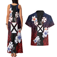 Wallis and Futuna Uvea Couples Matching Tank Maxi Dress and Hawaiian Shirt Victory Day With Frangipani