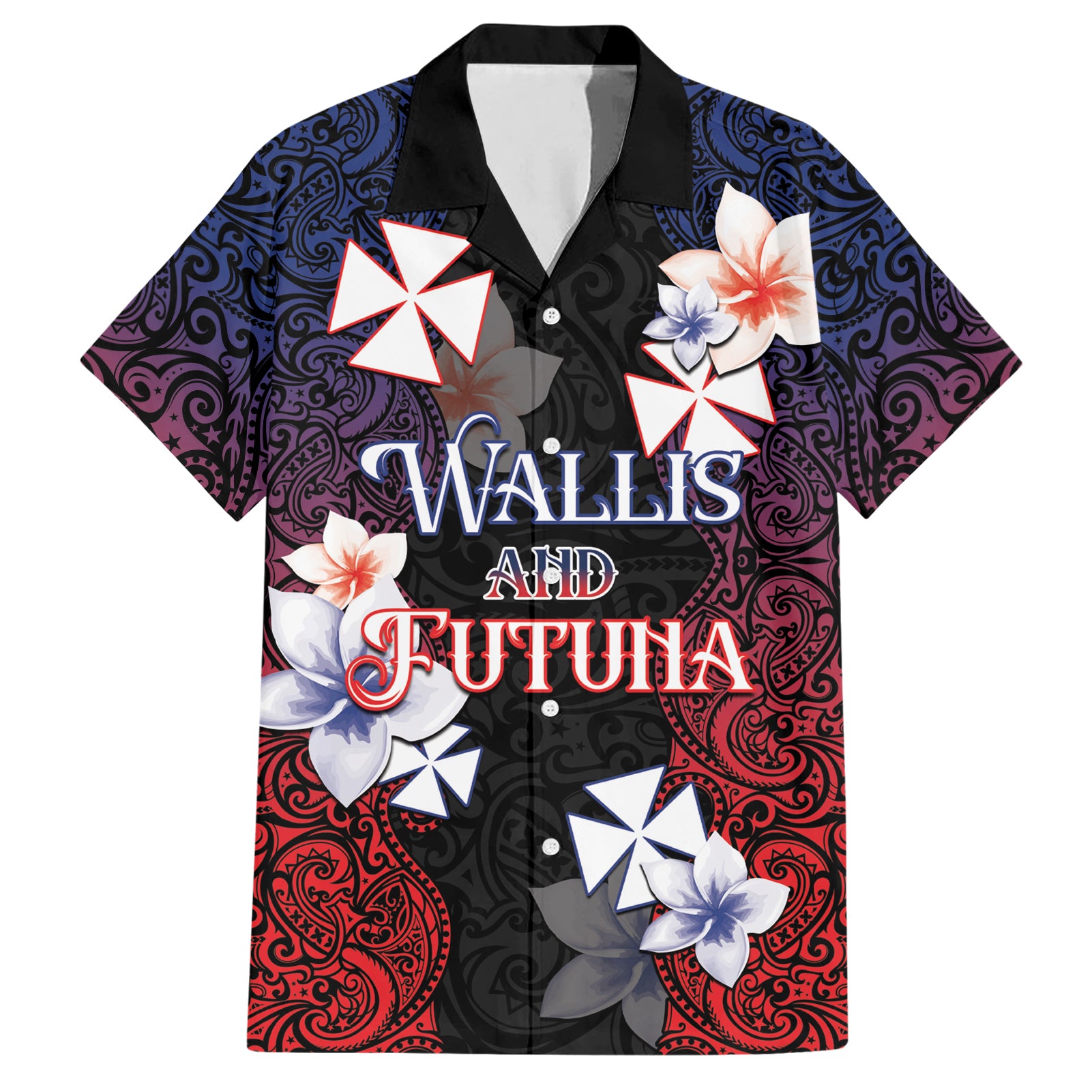 Wallis and Futuna Uvea Hawaiian Shirt Victory Day With Frangipani