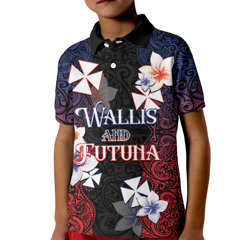 Wallis and Futuna Uvea Kid Polo Shirt Victory Day With Frangipani