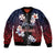 Wallis and Futuna Uvea Sleeve Zip Bomber Jacket Victory Day With Frangipani