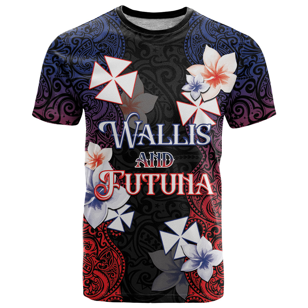 Wallis and Futuna Uvea T Shirt Victory Day With Frangipani LT05 Black - Polynesian Pride