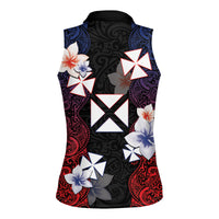 Wallis and Futuna Uvea Women Sleeveless Polo Shirt Victory Day With Frangipani