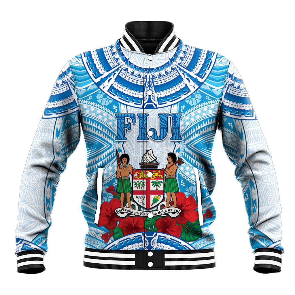 Personalised Fiji Ratu Sir Lala Sukuna Day Baseball Jacket Hibiscus Tapa Pattern