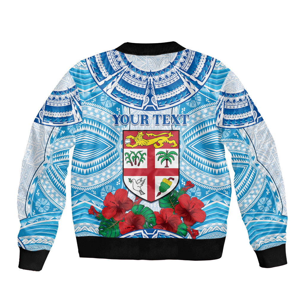 Personalised Fiji Ratu Sir Lala Sukuna Day Bomber Jacket Hibiscus Tapa Pattern