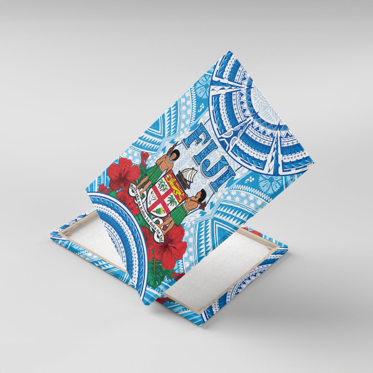 Fiji Ratu Sir Lala Sukuna Day Canvas Wall Art Hibiscus Tapa Pattern