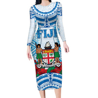 Personalised Fiji Ratu Sir Lala Sukuna Day Family Matching Long Sleeve Bodycon Dress and Hawaiian Shirt Hibiscus Tapa Pattern