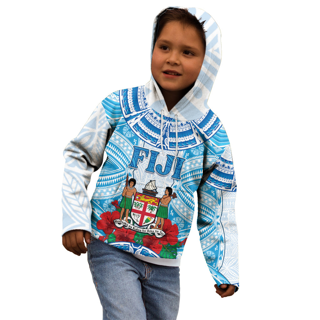 Personalised Fiji Ratu Sir Lala Sukuna Day Kid Hoodie Hibiscus Tapa Pattern