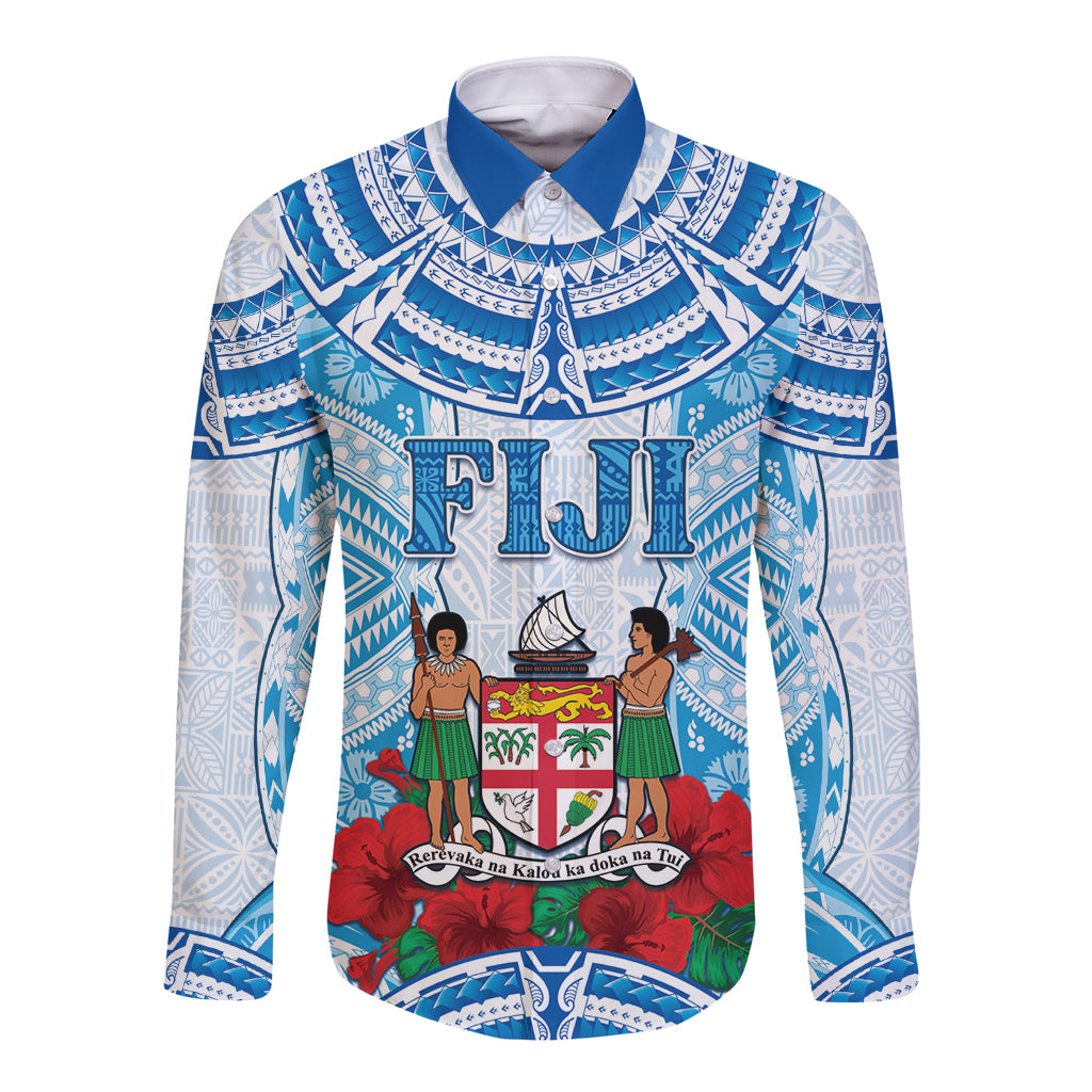 Personalised Fiji Ratu Sir Lala Sukuna Day Long Sleeve Button Shirt Hibiscus Tapa Pattern