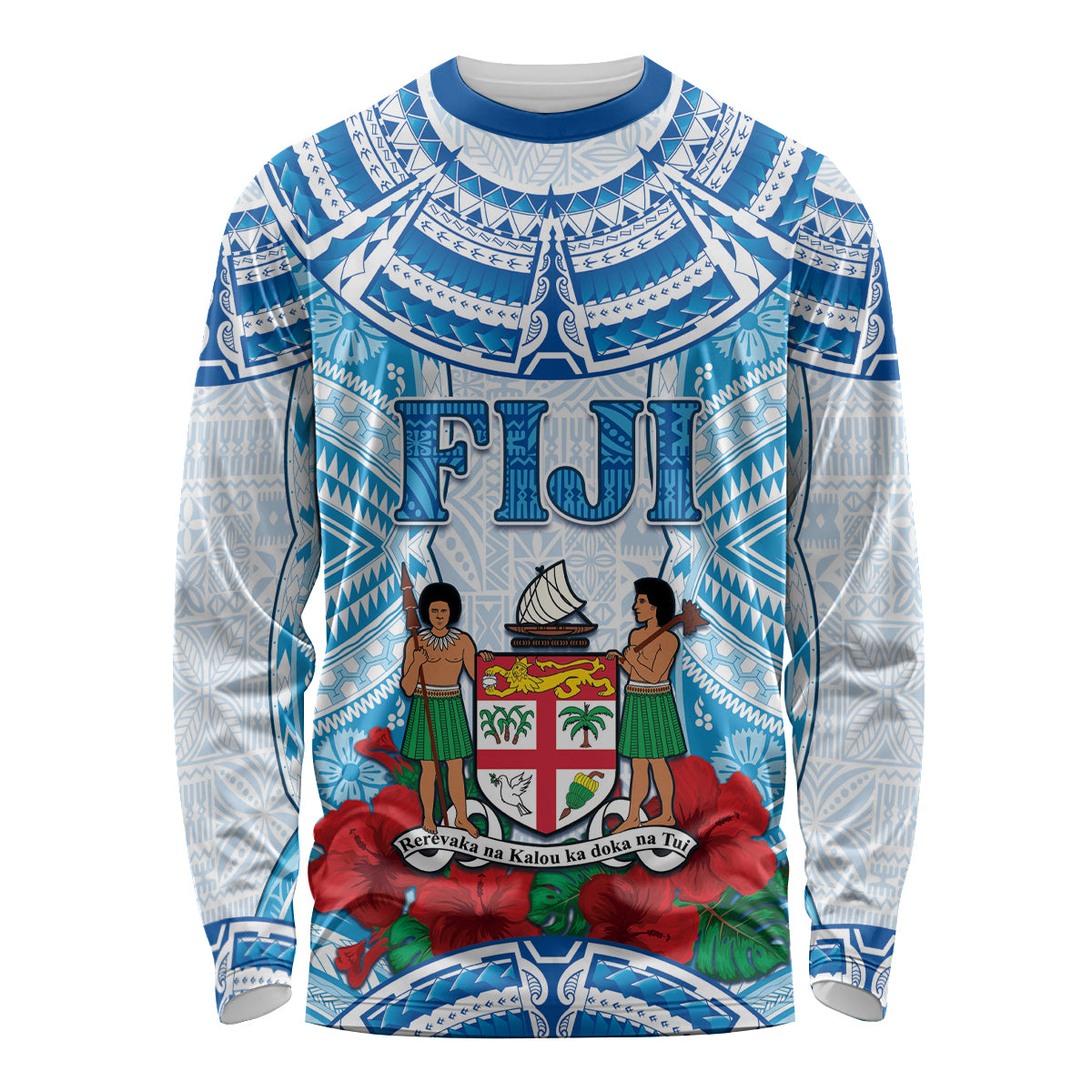 Personalised Fiji Ratu Sir Lala Sukuna Day Long Sleeve Shirt Hibiscus Tapa Pattern