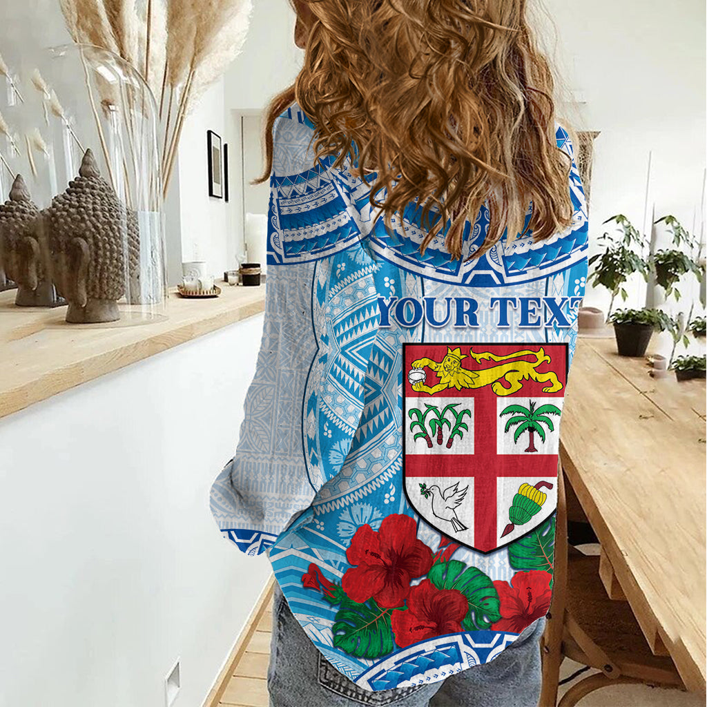 Personalised Fiji Ratu Sir Lala Sukuna Day Women Casual Shirt Hibiscus Tapa Pattern