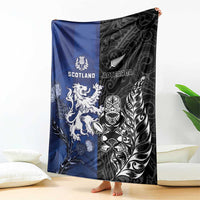 New Zealand And Scotland Rugby Blanket Maori Tiki With Thistle Together