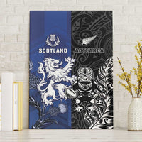 New Zealand And Scotland Rugby Canvas Wall Art Maori Tiki With Thistle Together