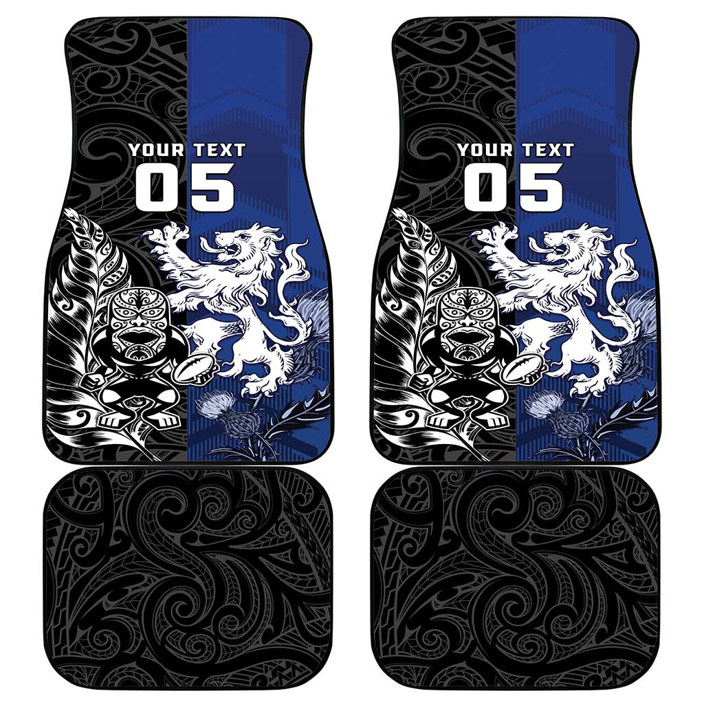 New Zealand And Scotland Rugby Car Mats Maori Tiki With Thistle Together