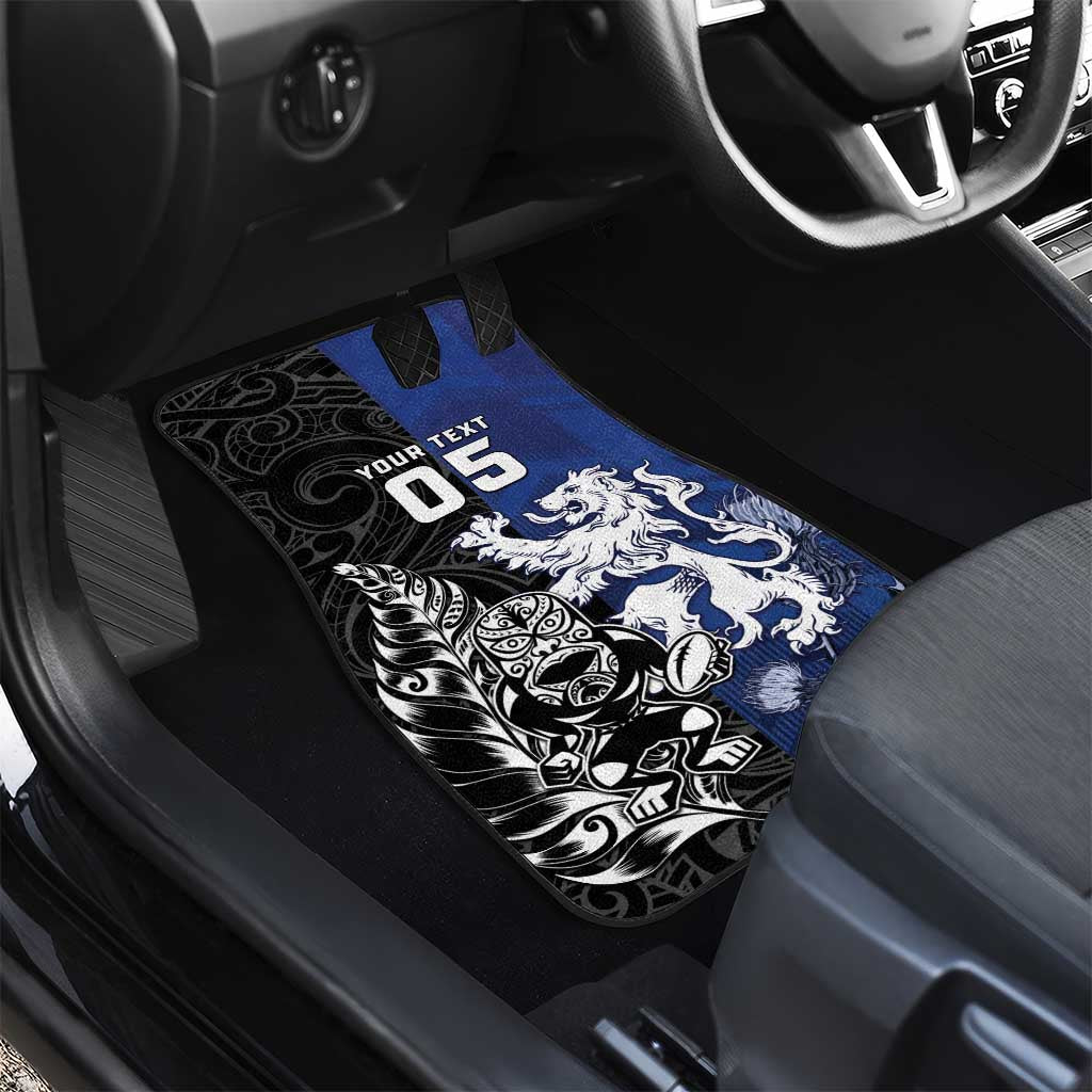 New Zealand And Scotland Rugby Car Mats Maori Tiki With Thistle Together