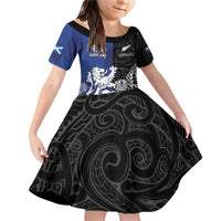 New Zealand And Scotland Rugby Custom Family Matching Off Shoulder Short Dress and Hawaiian Shirt Maori Tiki With Thistle Together