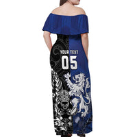 New Zealand And Scotland Rugby Custom Off Shoulder Maxi Dress Maori Tiki With Thistle Together