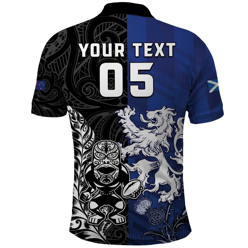 New Zealand And Scotland Rugby Custom Polo Shirt Maori Tiki With Thistle Together LT05 - Polynesian Pride