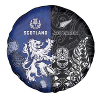 New Zealand And Scotland Rugby Spare Tire Cover Maori Tiki With Thistle Together