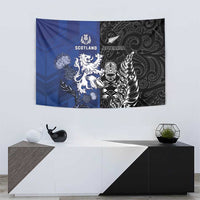 New Zealand And Scotland Rugby Tapestry Maori Tiki With Thistle Together