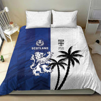 Fiji And Scotland Rugby Bedding Set Fijian Palm Tree With Thistle Together