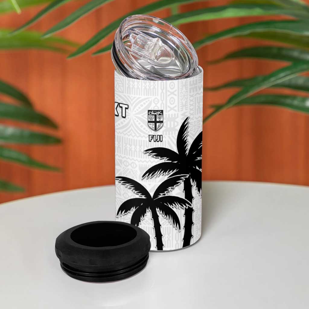 Fiji And Scotland Rugby Custom 4 in 1 Can Cooler Tumbler Fijian Palm Tree With Thistle Together