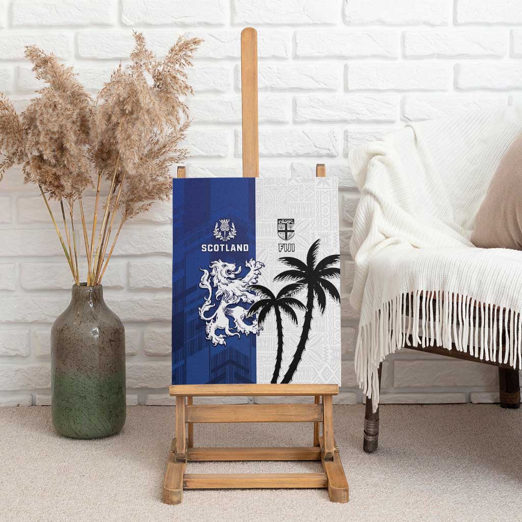 Fiji And Scotland Rugby Canvas Wall Art Fijian Palm Tree With Thistle Together
