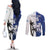 Fiji And Scotland Rugby Custom Couples Matching Off The Shoulder Long Sleeve Dress and Long Sleeve Button Shirt Fijian Palm Tree With Thistle Together