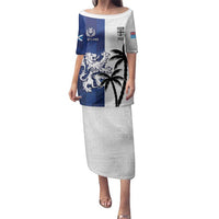 Fiji And Scotland Rugby Custom Family Matching Puletasi and Hawaiian Shirt Fijian Palm Tree With Thistle Together