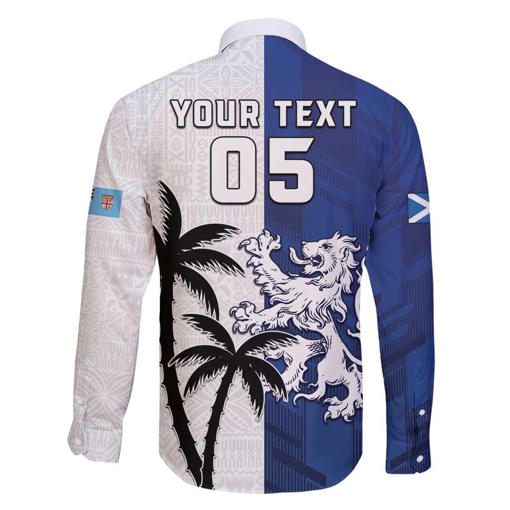 Fiji And Scotland Rugby Custom Family Matching Short Sleeve Bodycon Dress and Hawaiian Shirt Fijian Palm Tree With Thistle Together