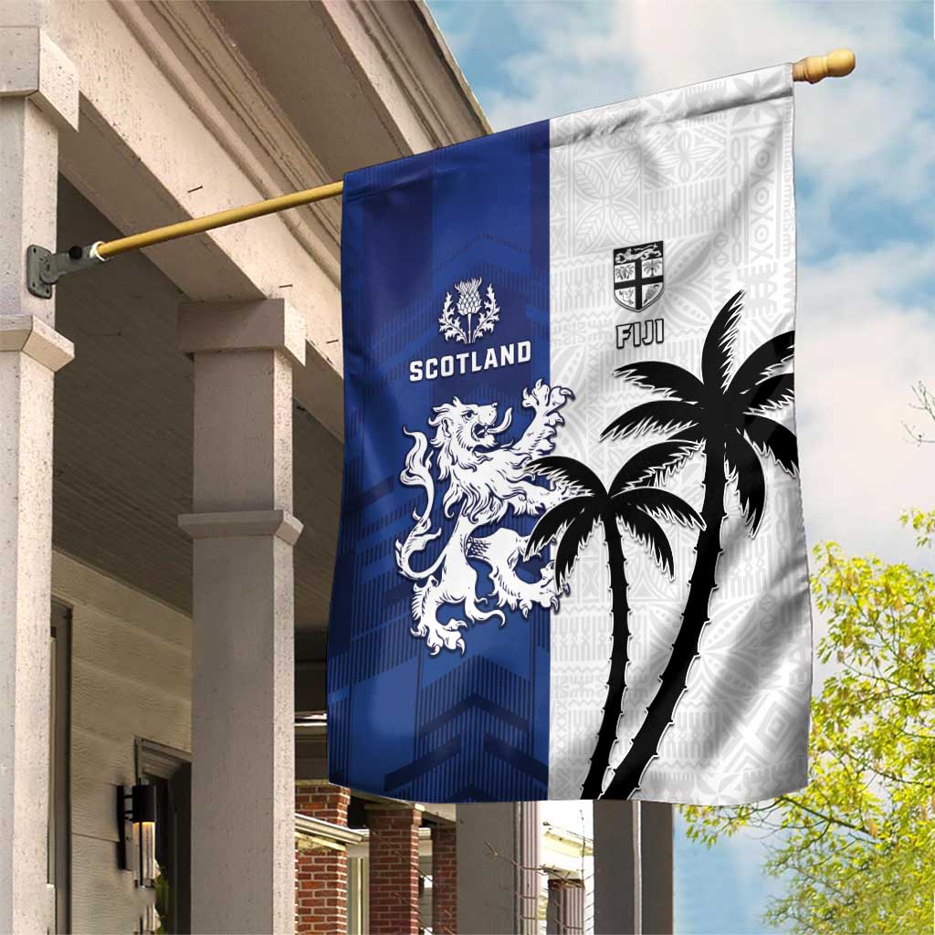 Fiji And Scotland Rugby Garden Flag Fijian Palm Tree With Thistle Together