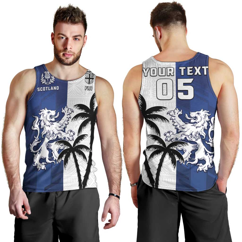 Fiji And Scotland Rugby Custom Men Tank Top Fijian Palm Tree With Thistle Together