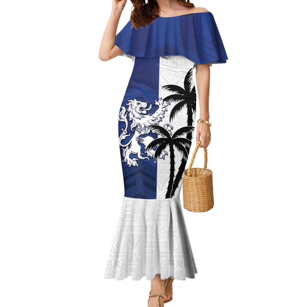 Fiji And Scotland Rugby Custom Mermaid Dress Fijian Palm Tree With Thistle Together
