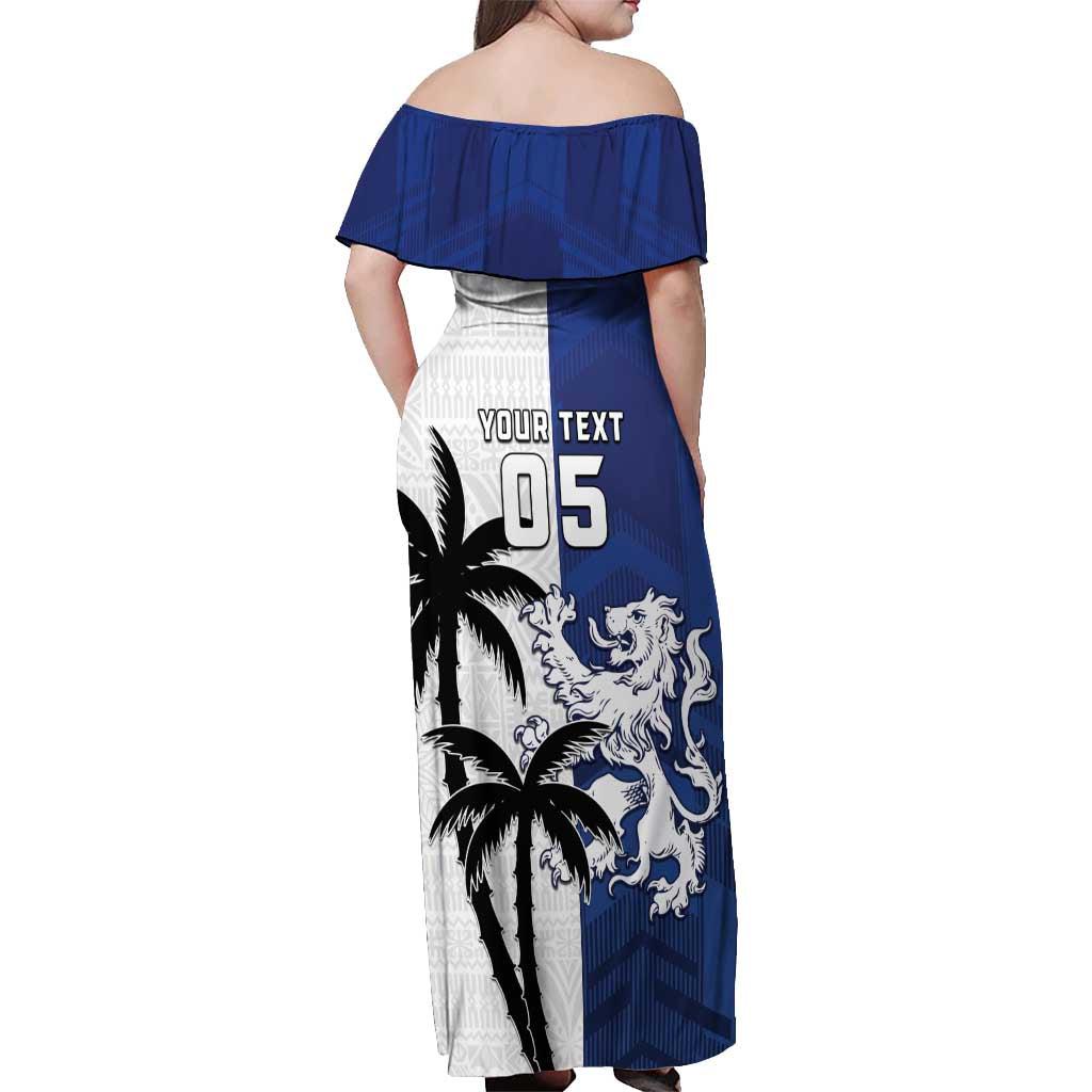 Fiji And Scotland Rugby Custom Off Shoulder Maxi Dress Fijian Palm Tree With Thistle Together LT05 - Polynesian Pride