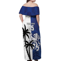 Fiji And Scotland Rugby Custom Off Shoulder Maxi Dress Fijian Palm Tree With Thistle Together LT05 - Polynesian Pride
