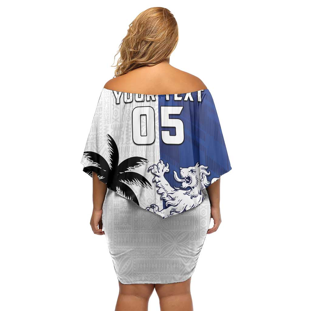 Fiji And Scotland Rugby Custom Off Shoulder Short Dress Fijian Palm Tree With Thistle Together LT05 - Polynesian Pride