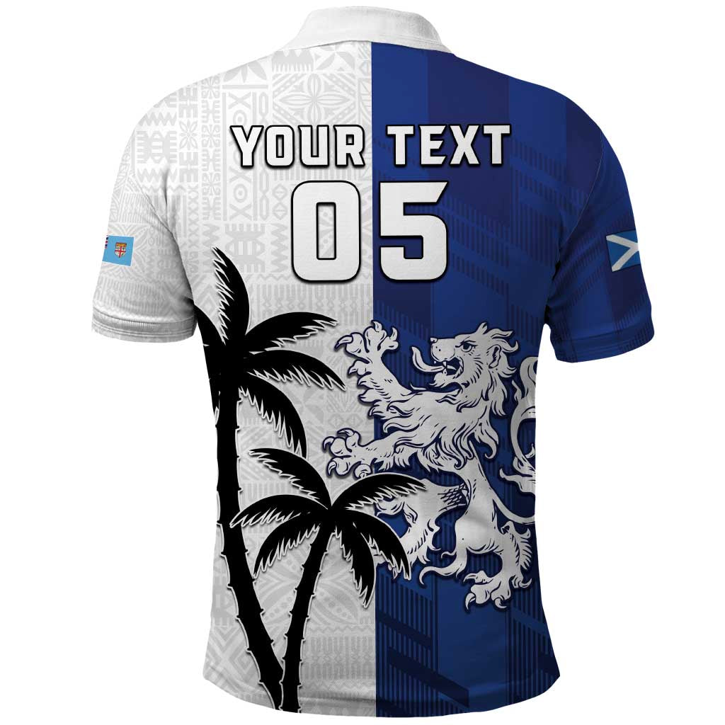 Fiji And Scotland Rugby Custom Polo Shirt Fijian Palm Tree With Thistle Together