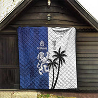 Fiji And Scotland Rugby Quilt Fijian Palm Tree With Thistle Together