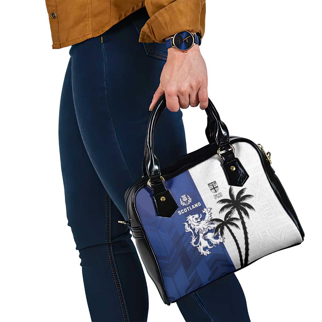 Fiji And Scotland Rugby Shoulder Handbag Fijian Palm Tree With Thistle Together
